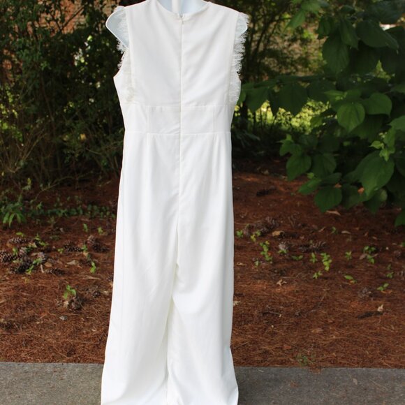 Francesca's Mi Ami Women's White Sleeveless Lace Bodice Jumpsuit Romper Medium - Picture 10 of 15